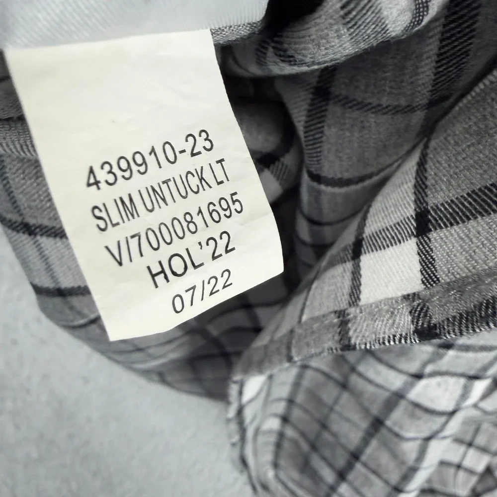 Banana Republic Shirt Mens L‎ Gray Plaid Untucked Fit Flannel Button Down